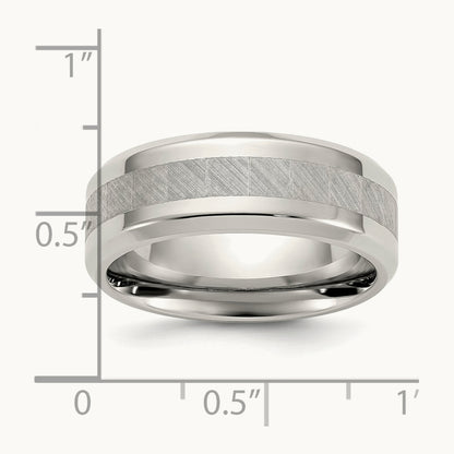 Polished Brushed Center Band, 8mm, Titanium