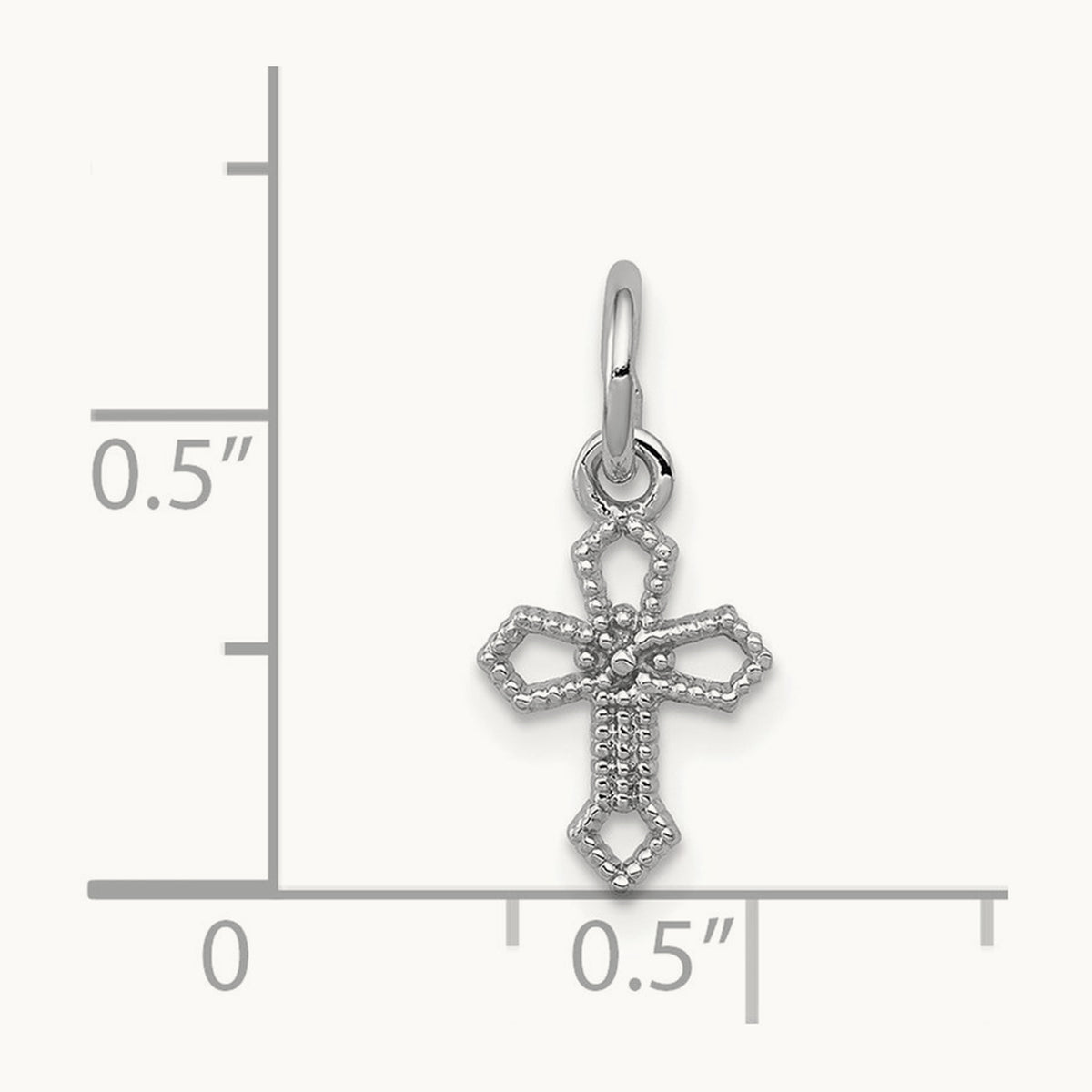 Passion Cross Charm — 14K White Gold