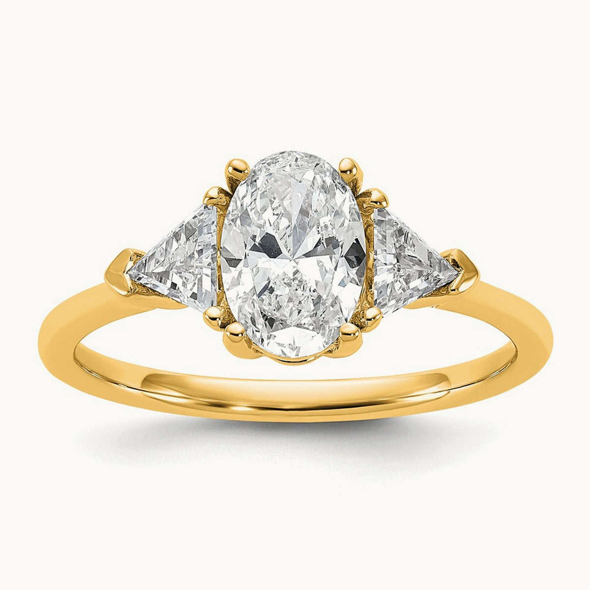 Oval & Trillion 3 Stone Engagement Ring, 1.50-4.00 ct tw Lab-Grown Diamond — 1 1/2 ct, 14K Yellow Gold