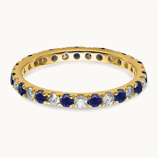 Created Sapphire Eternity Band — 14K Yellow Gold, 2.25 mm