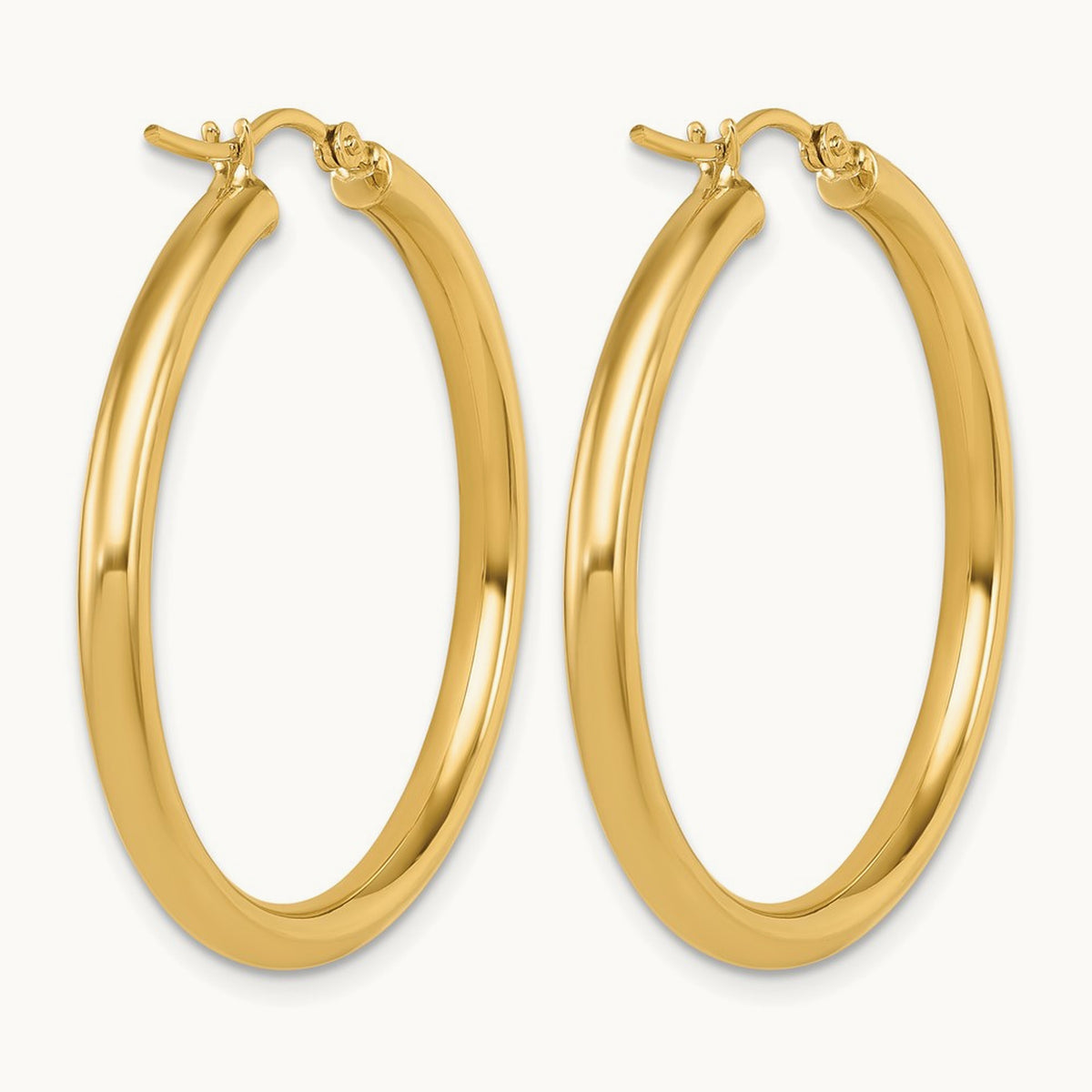Polished Hoop Earrings, 14K — Leslie's