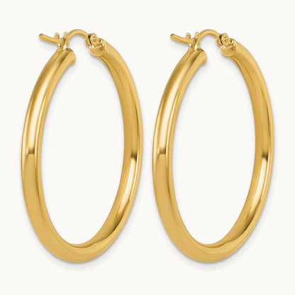 Polished Hoop Earrings, 14K — Leslie's