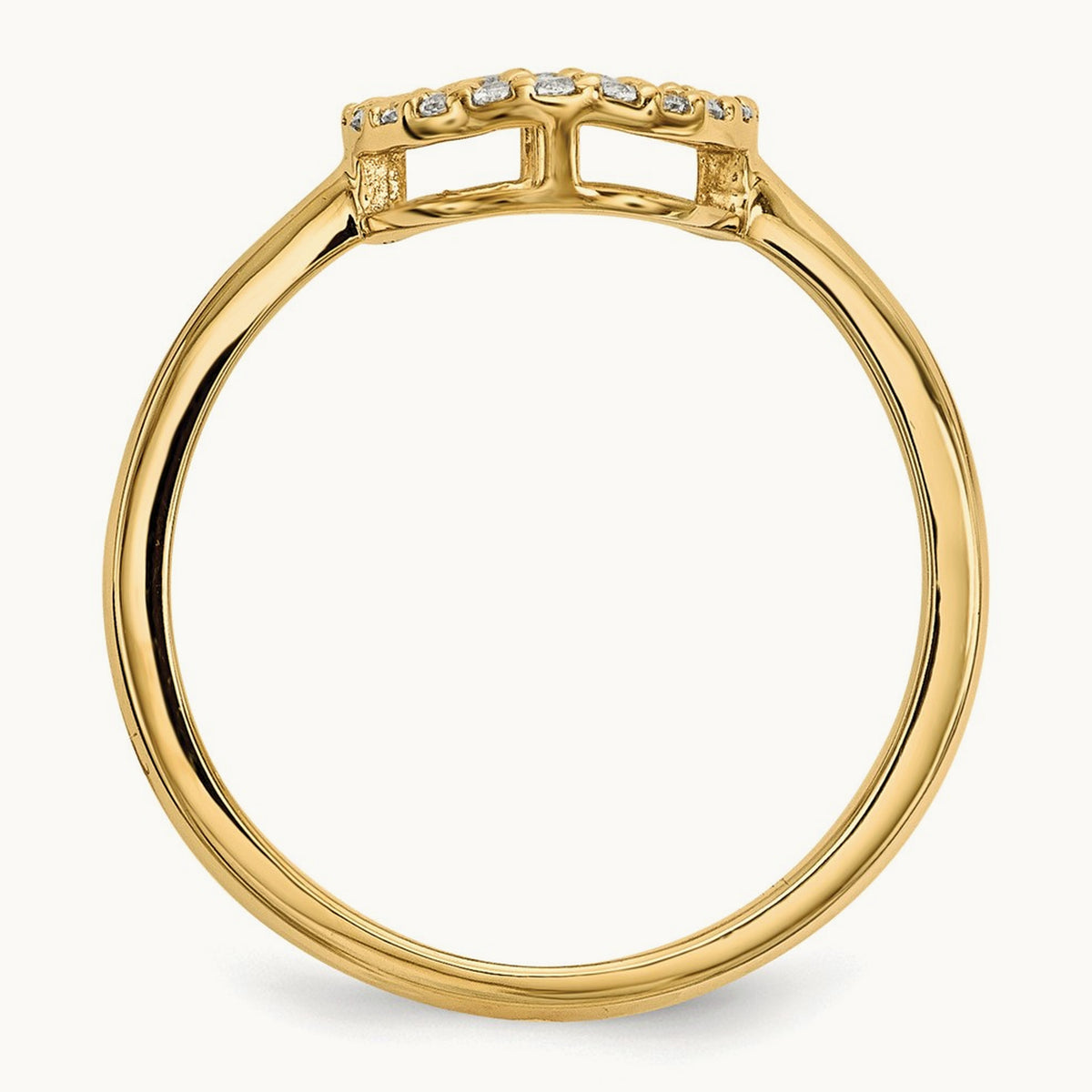 Diamond Open Circle Ring — 14K Yellow Gold