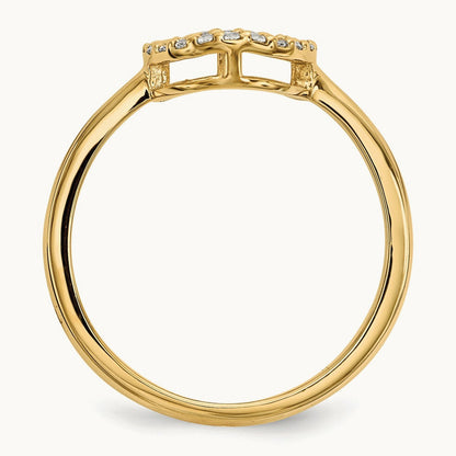 Diamond Open Circle Ring — 14K Yellow Gold