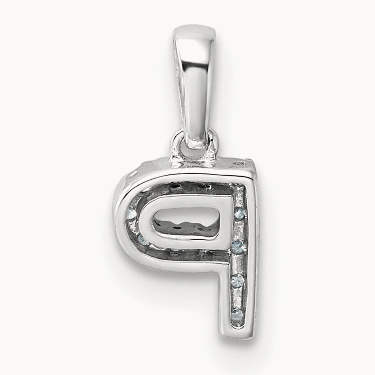 Diamond Initial with Bail Pendant — 14K White Gold, P