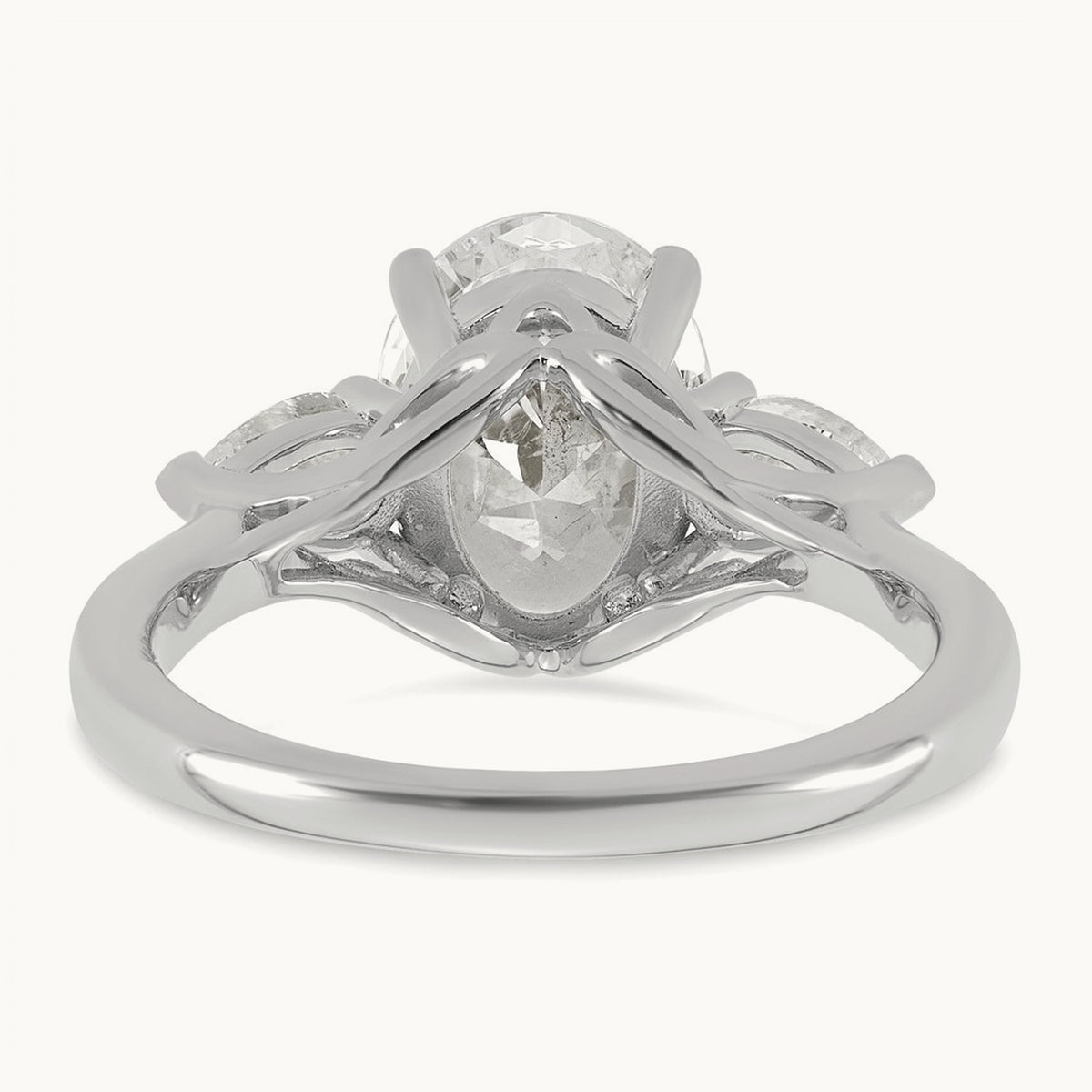 Oval/Pear 3 Stone Engagement Ring, 1.25-3.50 ct tw Lab-Grown Diamond — 3 ct, 14K White Gold