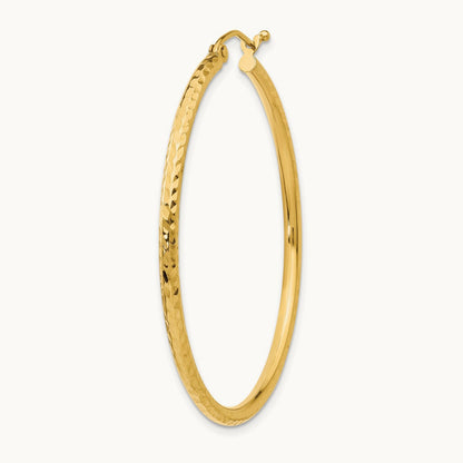 Single 14k Diamond-cut Round Tube Hoop Earring, 2mm