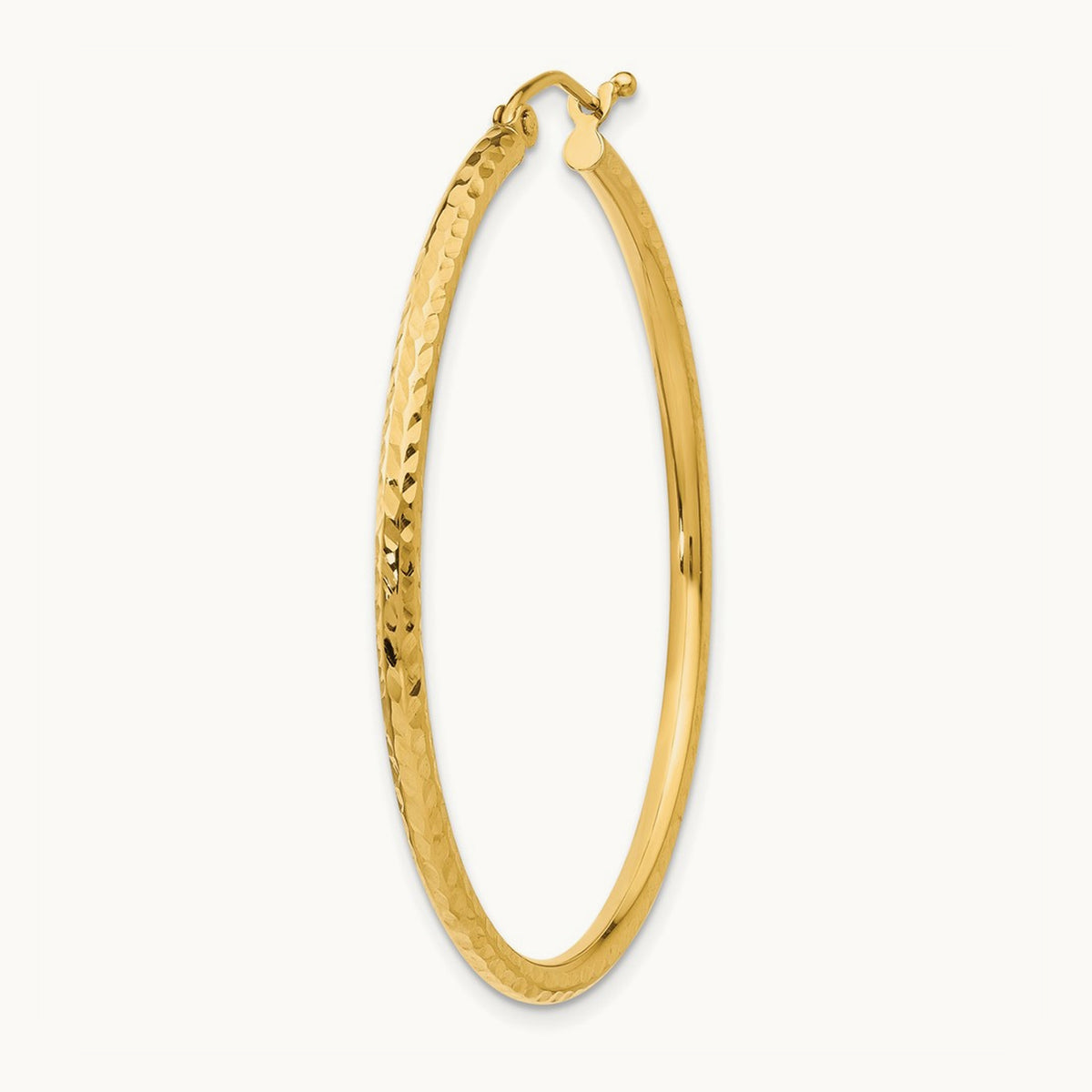 Single 14k Diamond-cut Round Tube Hoop Earring, 2mm