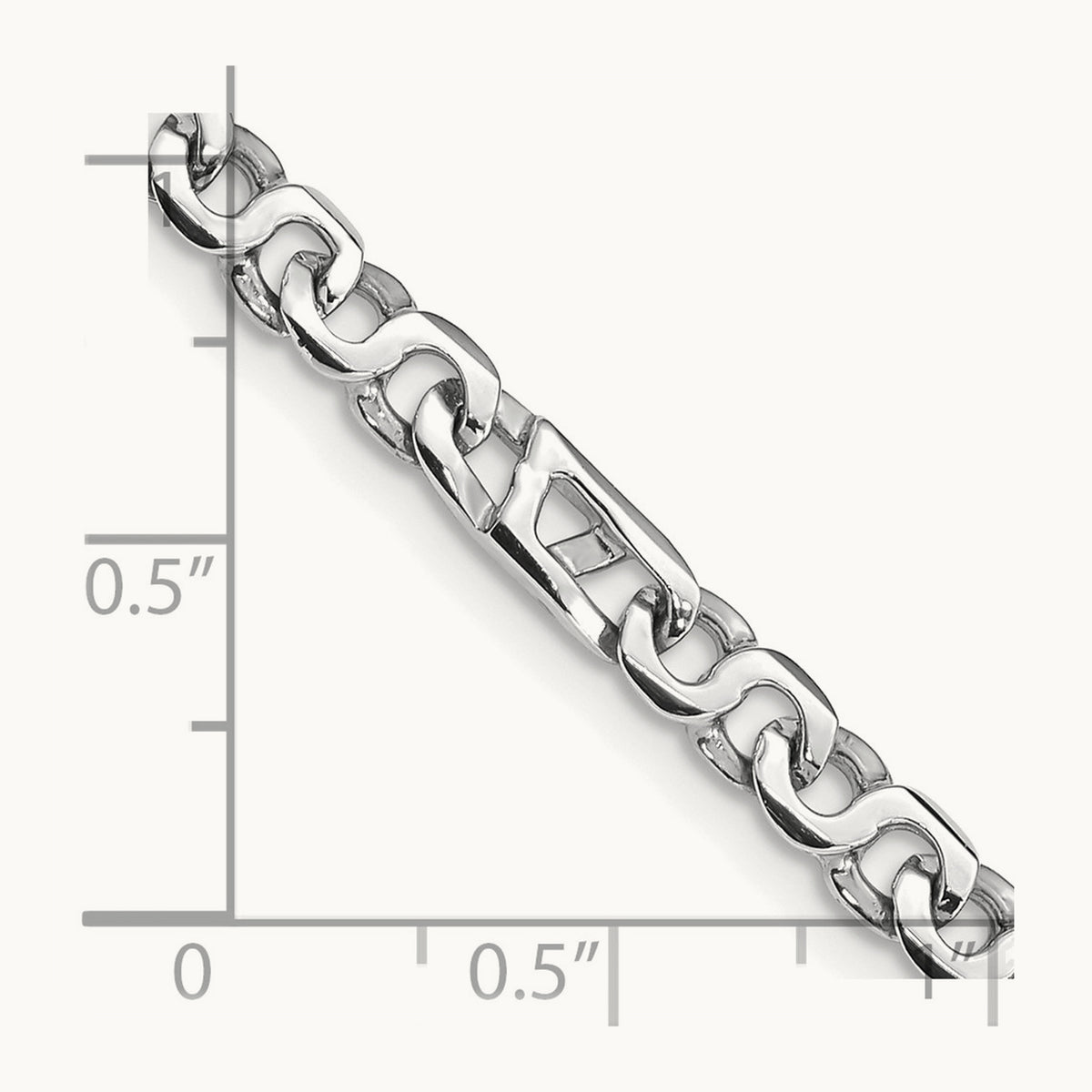 Hand Polished White Gold Fancy Link Bracelet — 8 inch
