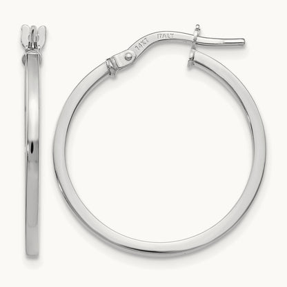 Polished Hoop Earrings, 14K White Gold — Leslie's