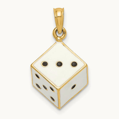 3-D Enamel Dice Charm, 14K
