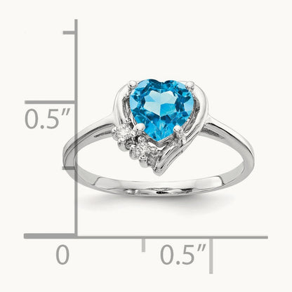 Blue Topaz Diamond ring, 14K White Gold