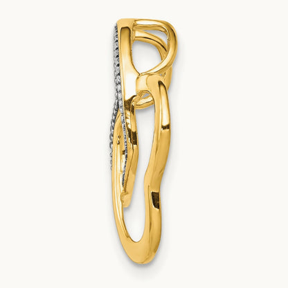 .01ct. Diamond Double Entwined Heart Chain Slide, 14K