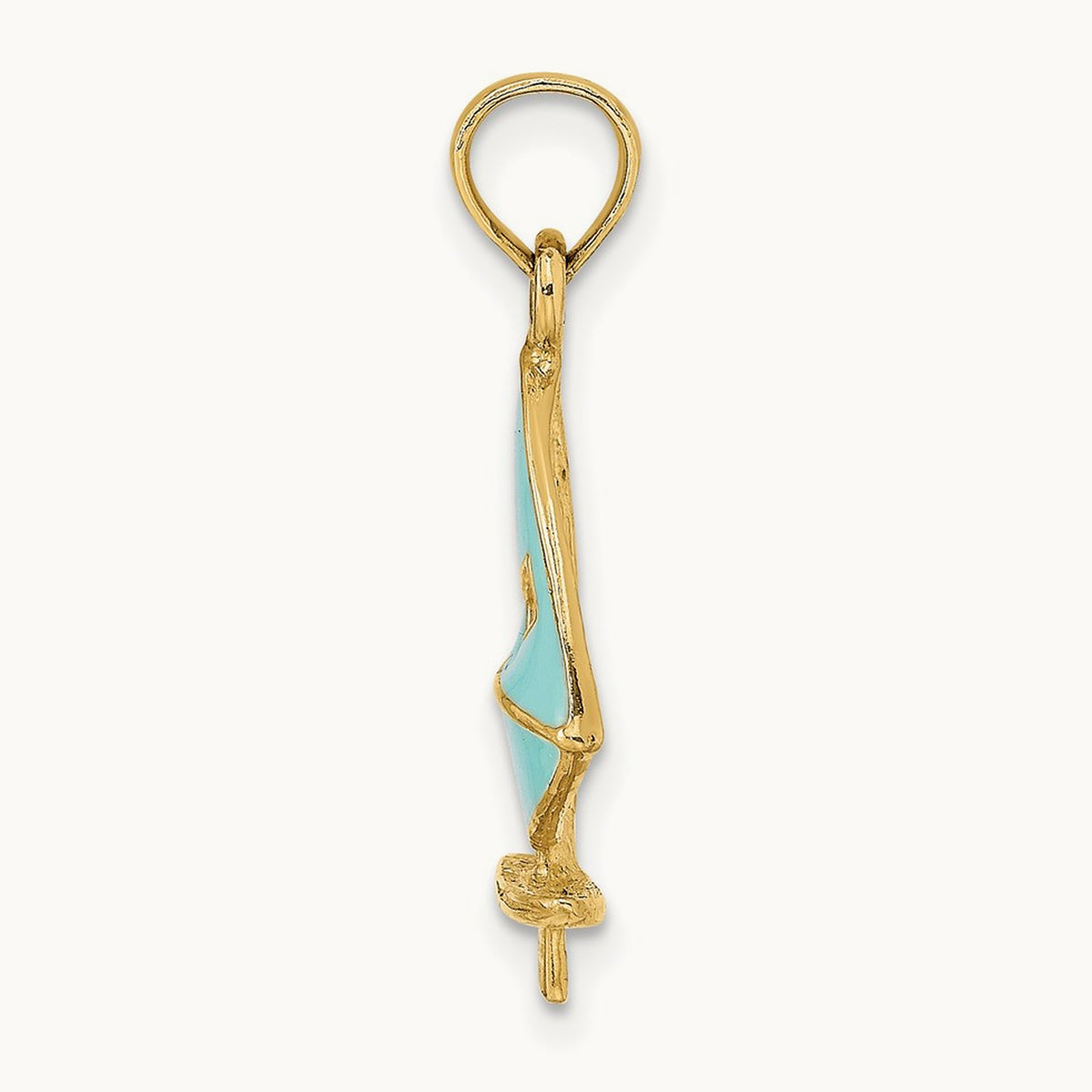 Aqua Enameled Windsail Surf Board Charm, 14K
