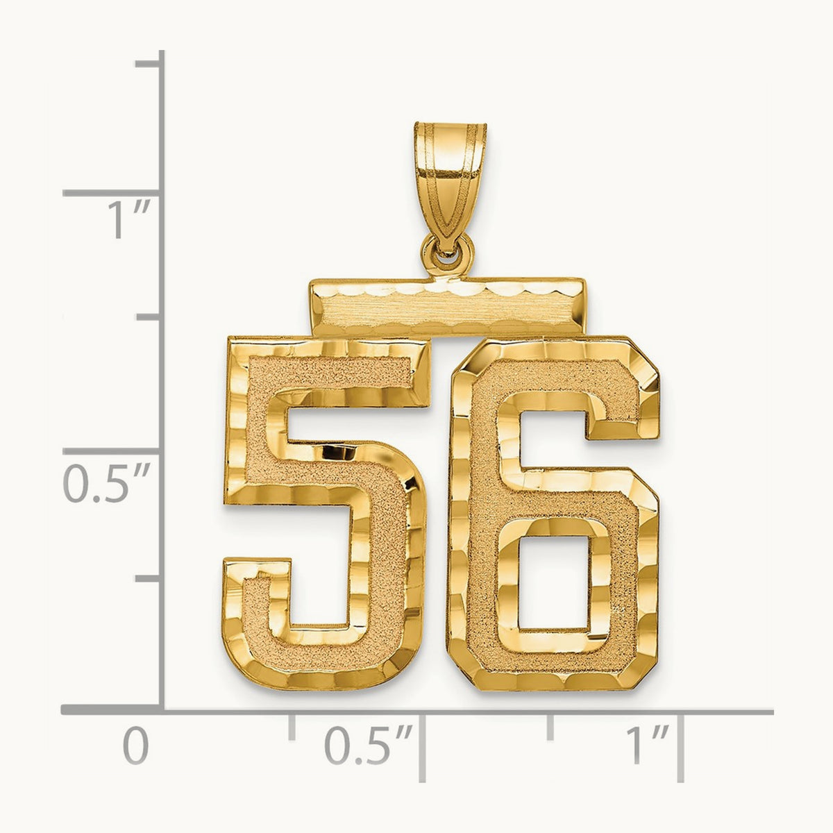 Large Brushed Diamond-cut Number 56 Charm, 14K