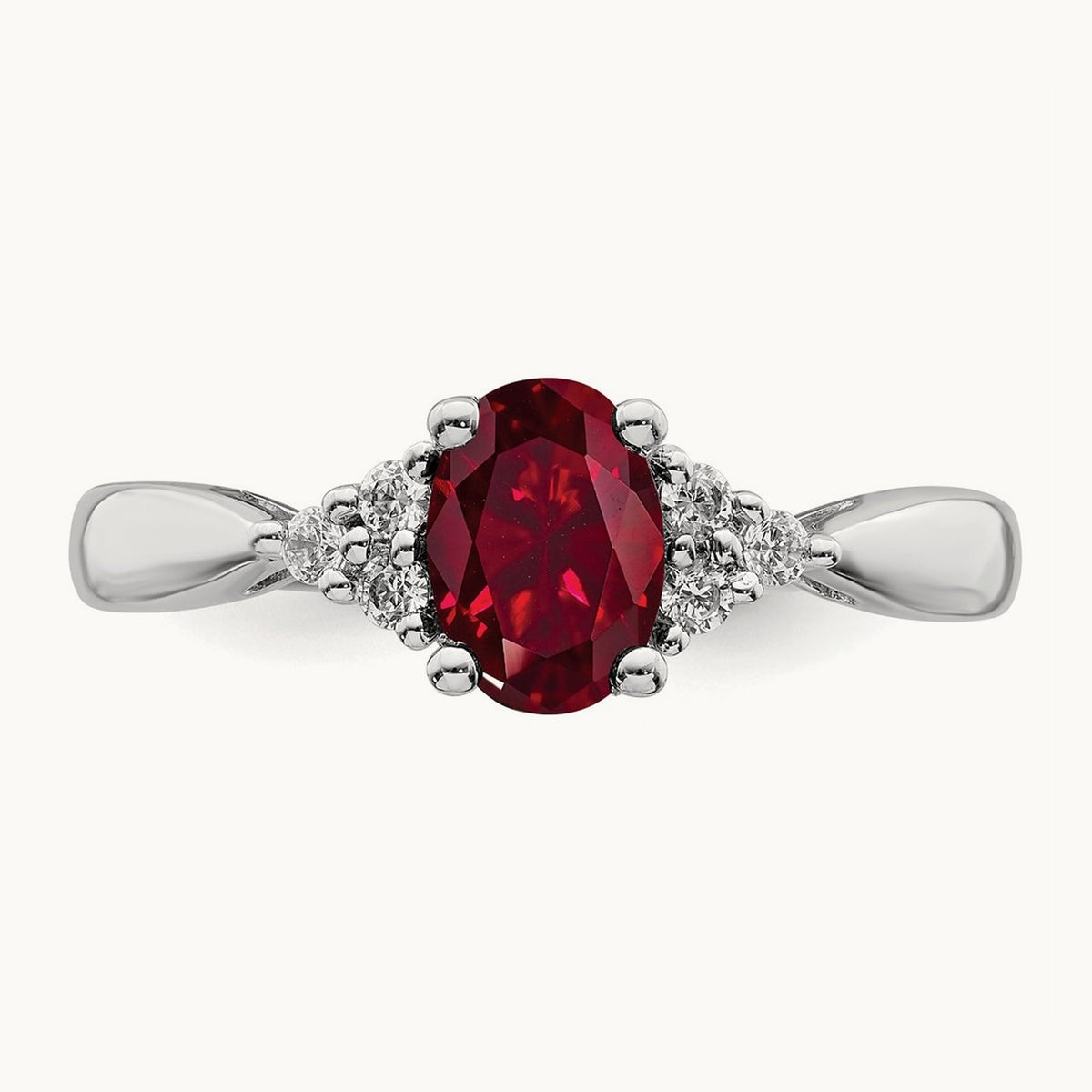 Created Ruby and Diamond Ring, 14K White Gold