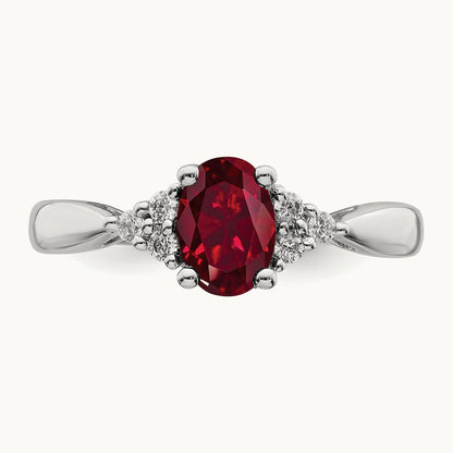Created Ruby and Diamond Ring, 14K White Gold