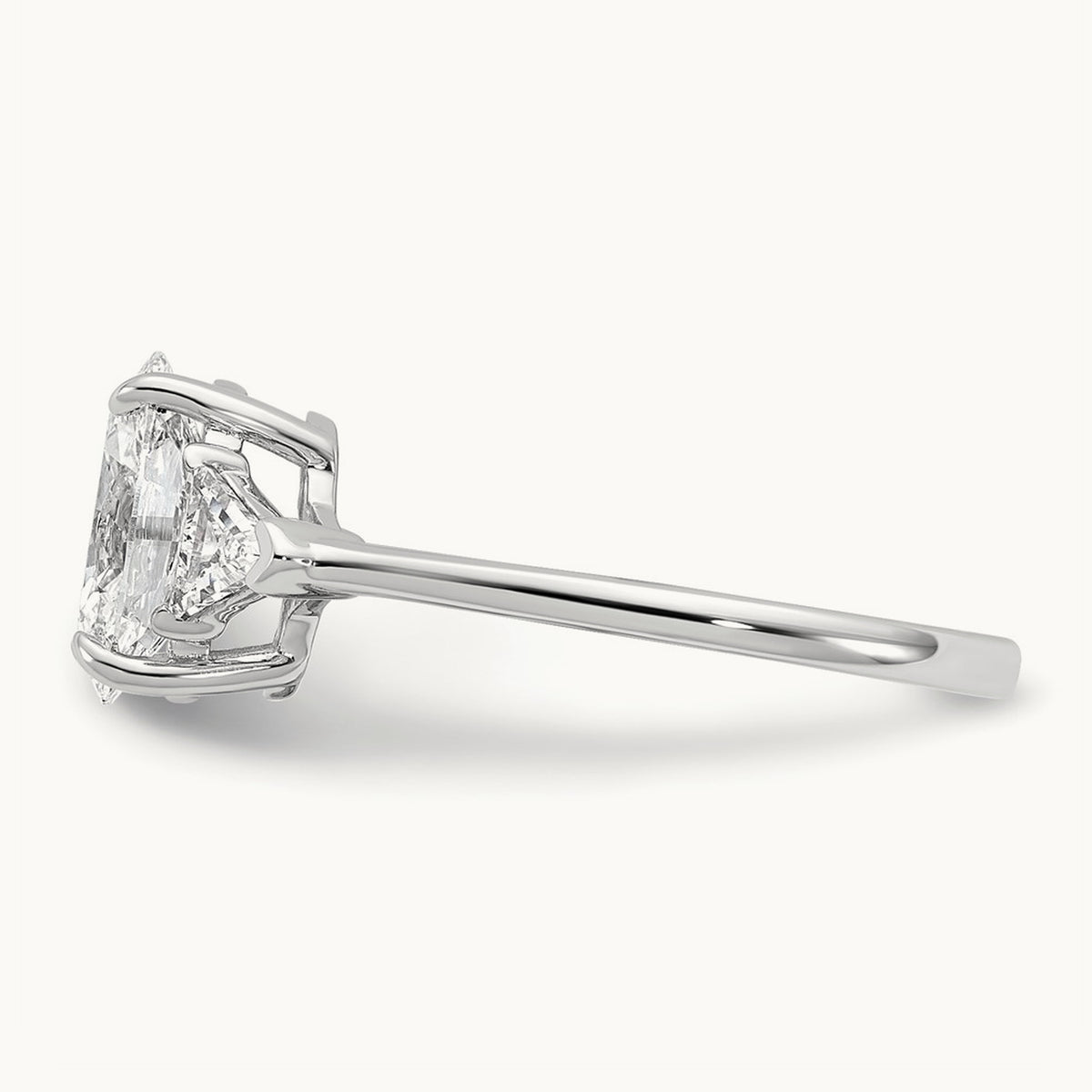 Oval & Trillion 3 Stone Engagement Ring, 1.50-4.00 ct tw Lab-Grown Diamond — 2 ct, 14K White Gold