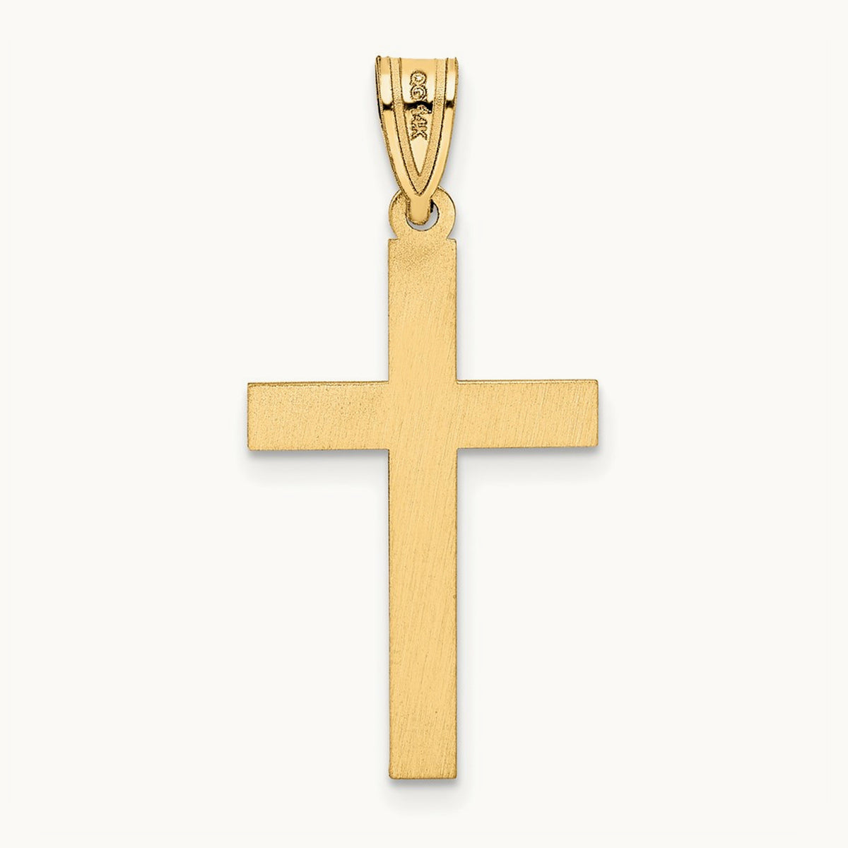 Florentine Satin Cross Pendant — 14K Yellow Gold, 28mm