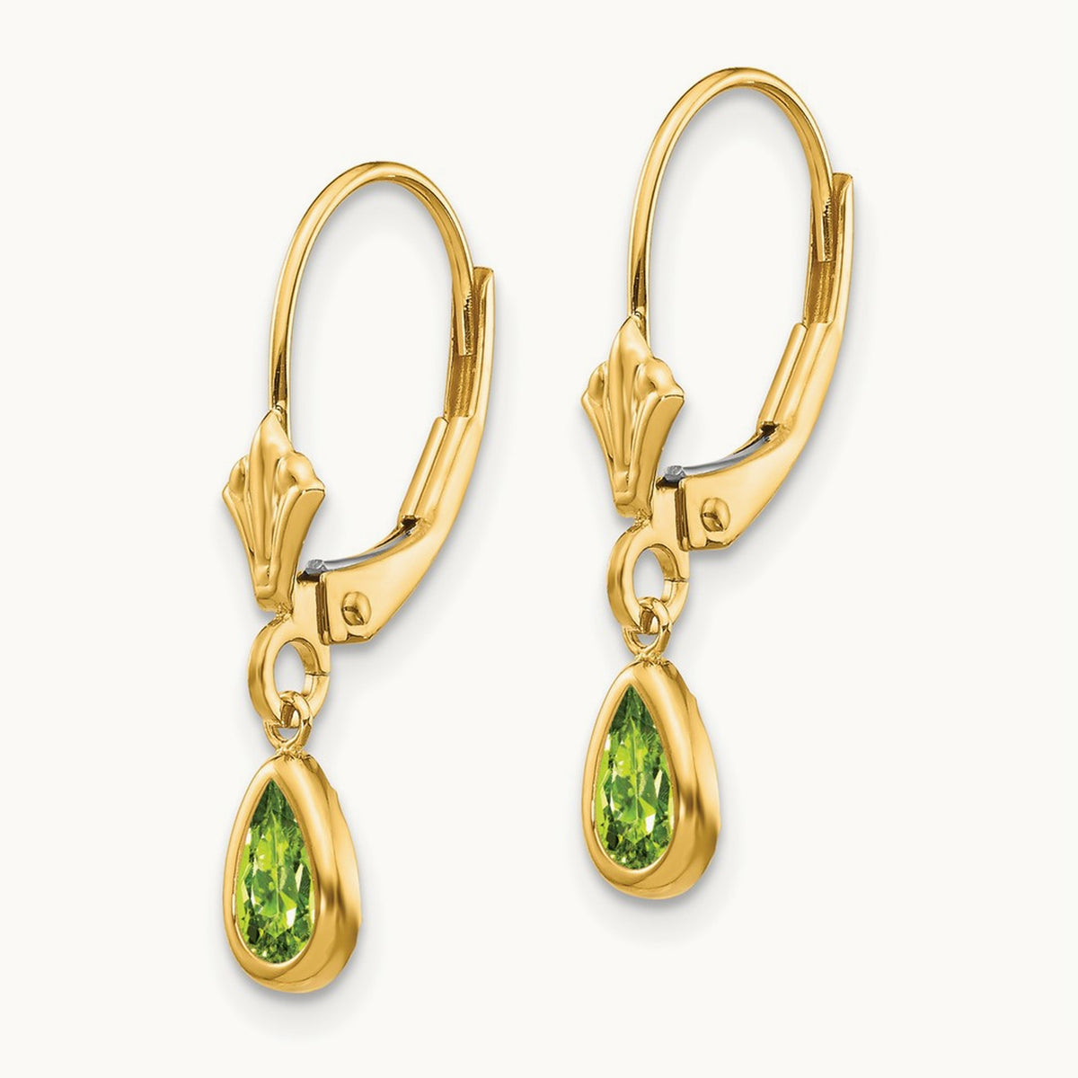 6x4mm August/Peridot Earrings, 14K