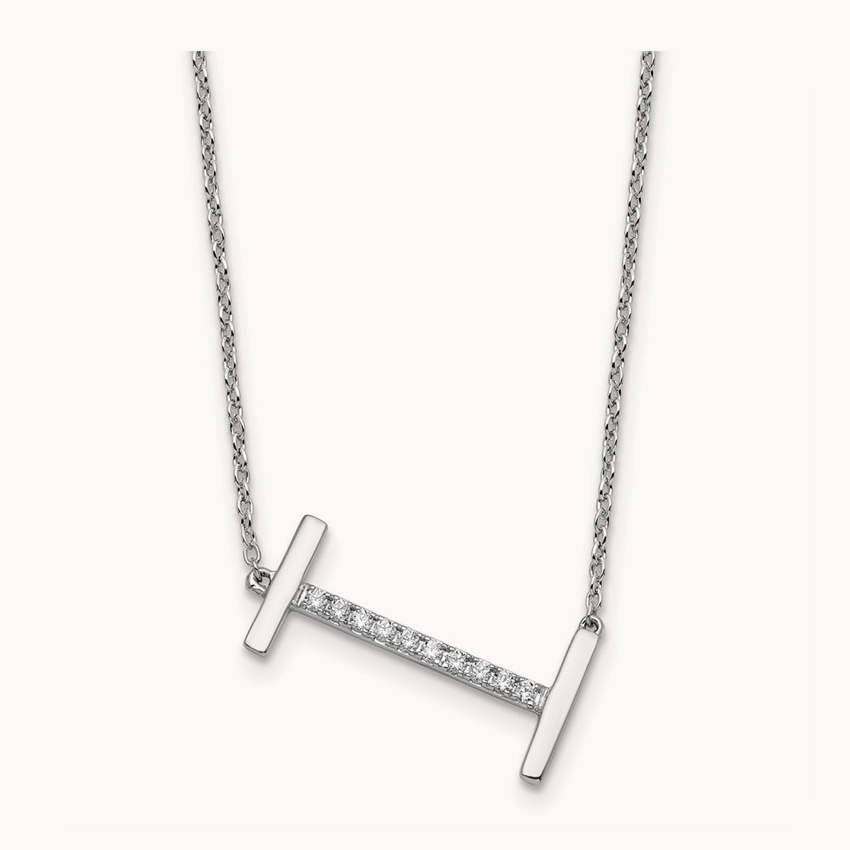 Sideways Diamond Necklace — 14K White Gold, I