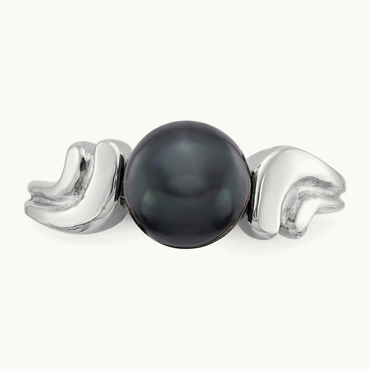 Black FW Cultured Pearl ring, 7mm, 14K White Gold