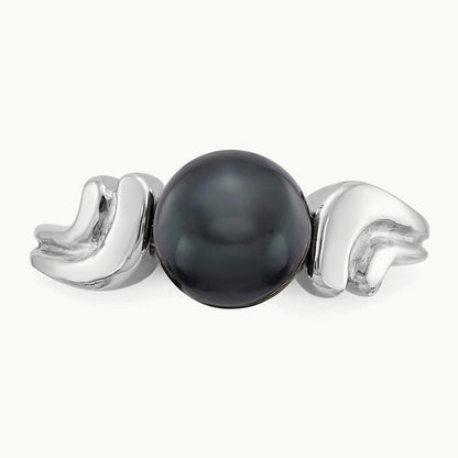 Black FW Cultured Pearl ring, 7mm, 14K White Gold