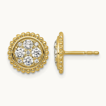 Cluster Post Earrings, 0.75 ct tw Lab-Grown Diamond — 14K Yellow Gold