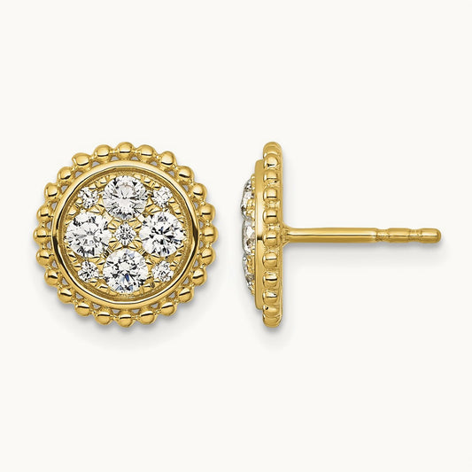 Cluster Post Earrings, 0.75 ct tw Lab-Grown Diamond — 14K Yellow Gold