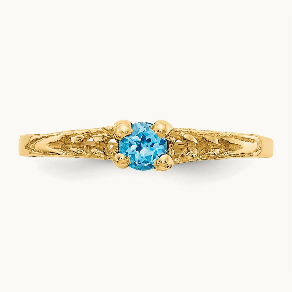 Madi K Blue Topaz Birthstone Baby Ring, 3mm, 14K
