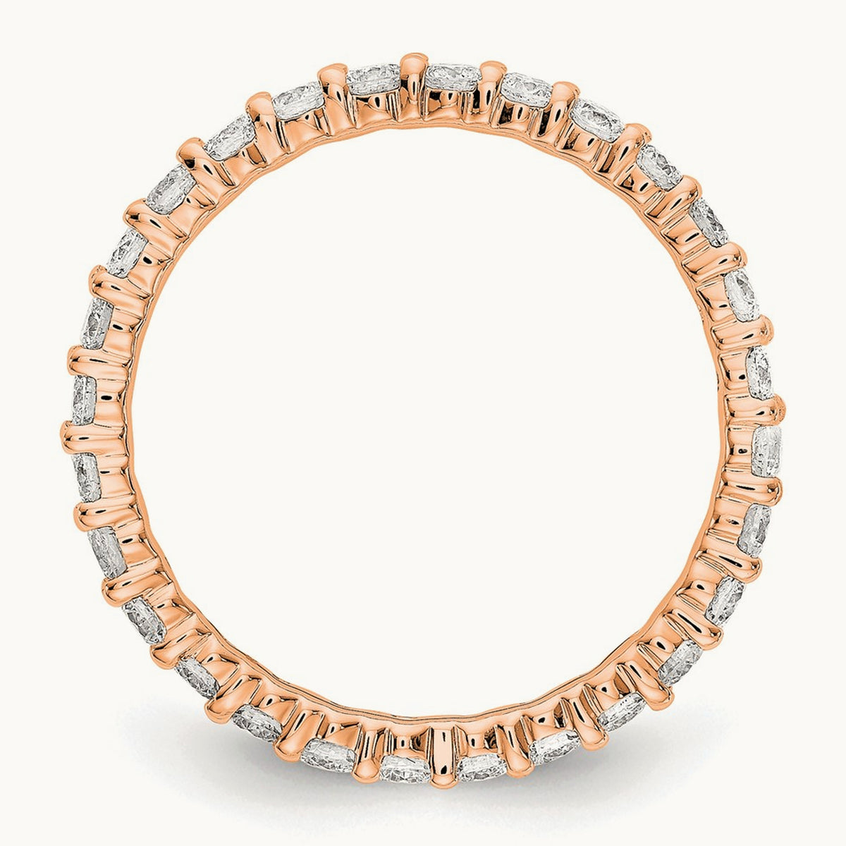 Polished Shared Prong Diamond Eternity Band — 14K Rose Gold, 1.036 ct, 7