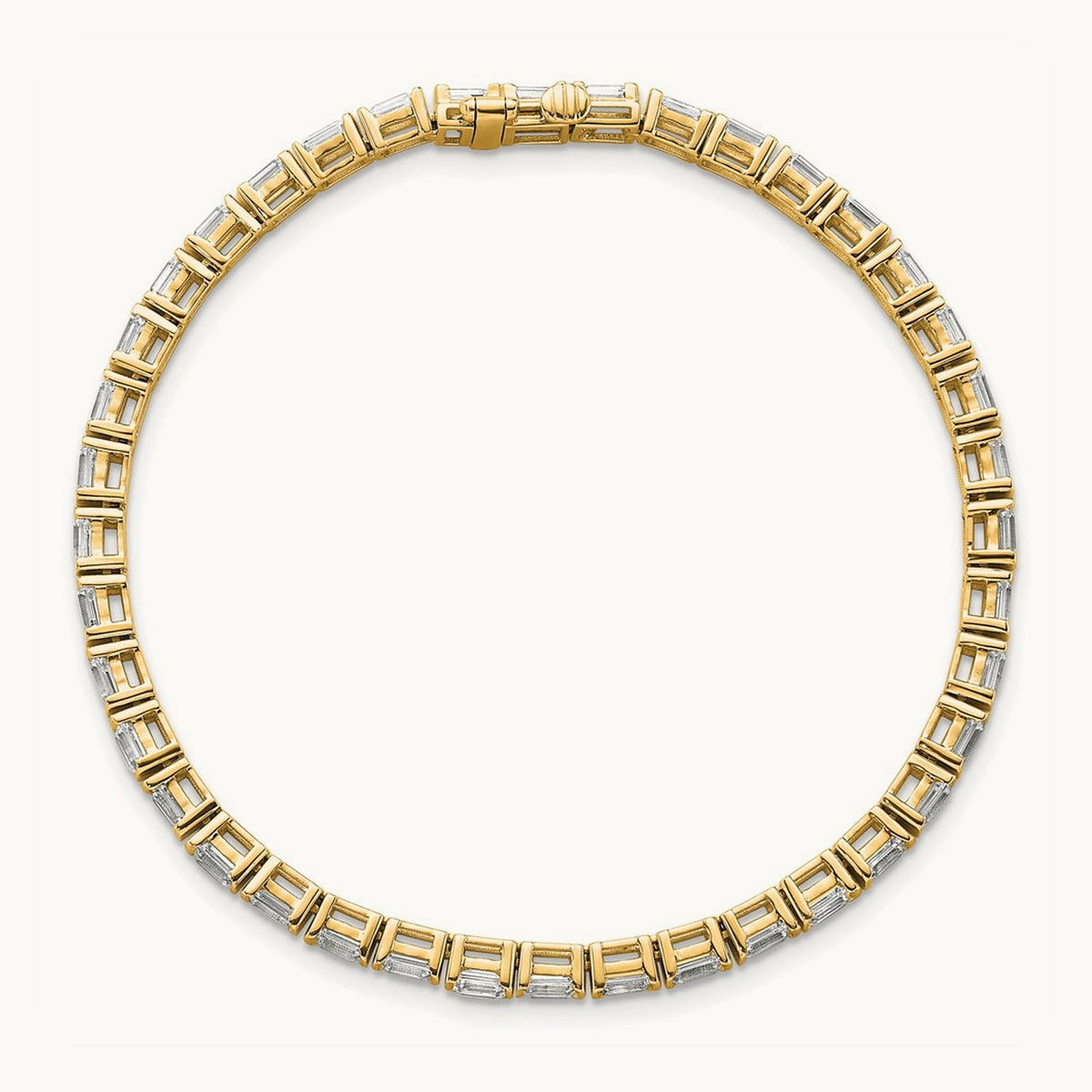 Emerald Bezel Tennis Bracelet, 4.75 ct tw Lab-Grown Diamond — 14K Yellow Gold