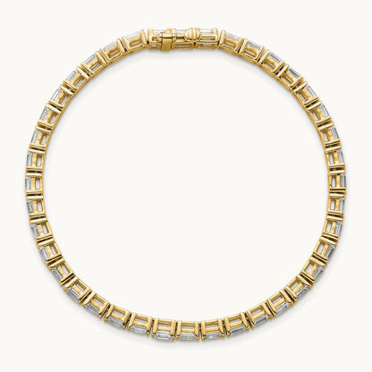 Emerald Bezel Tennis Bracelet, 4.75 ct tw Lab-Grown Diamond — 14K Yellow Gold