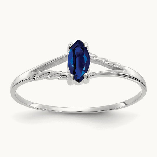 Sapphire Birthstone Ring, 14K White Gold