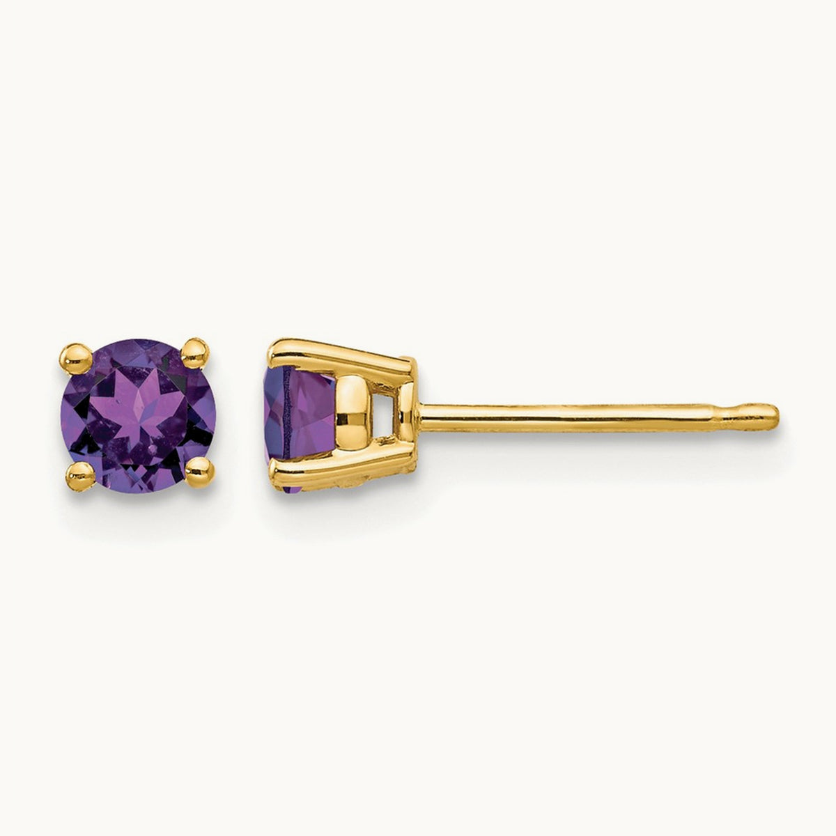Amethyst Earrings, 4mm, 14K