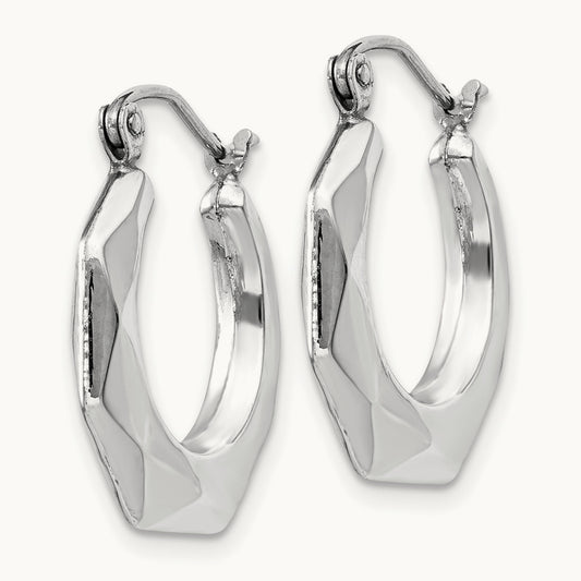 Faceted Hoop Earrings, 14K White Gold