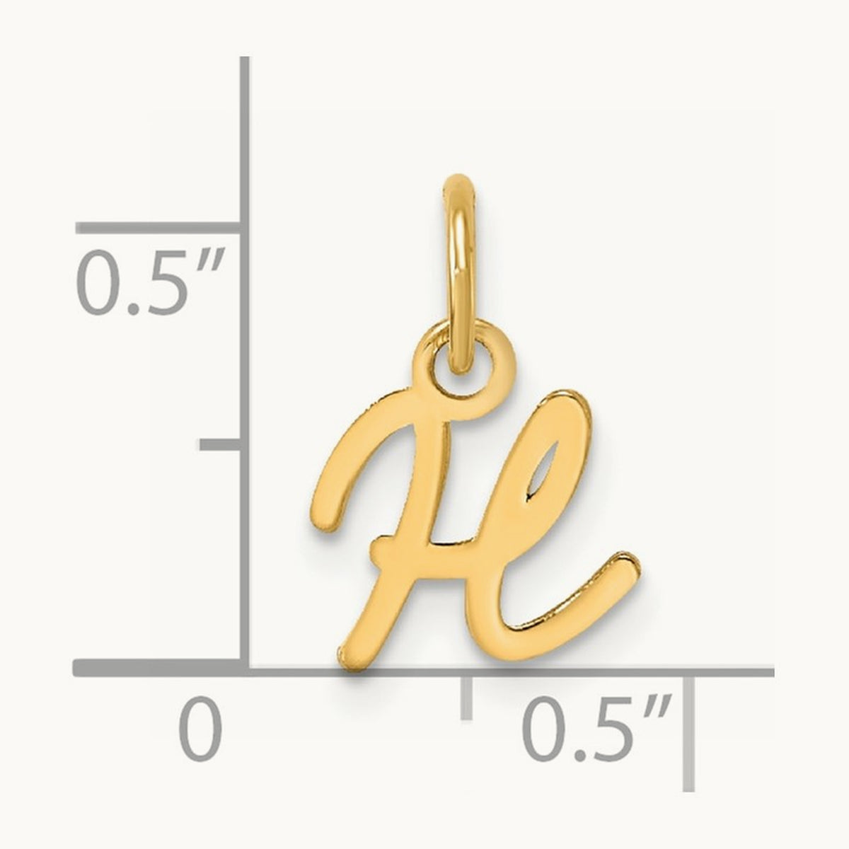 Uppercase Initial Charm — 14K Yellow Gold, H