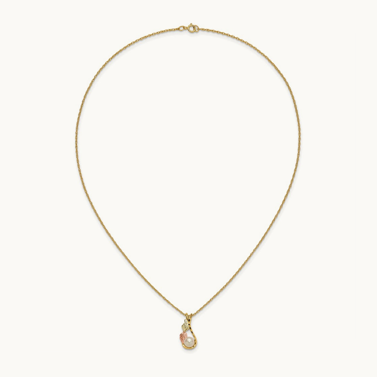 With 12K Accents Freshwater Cultured Pearl Black Hills Gold Necklace