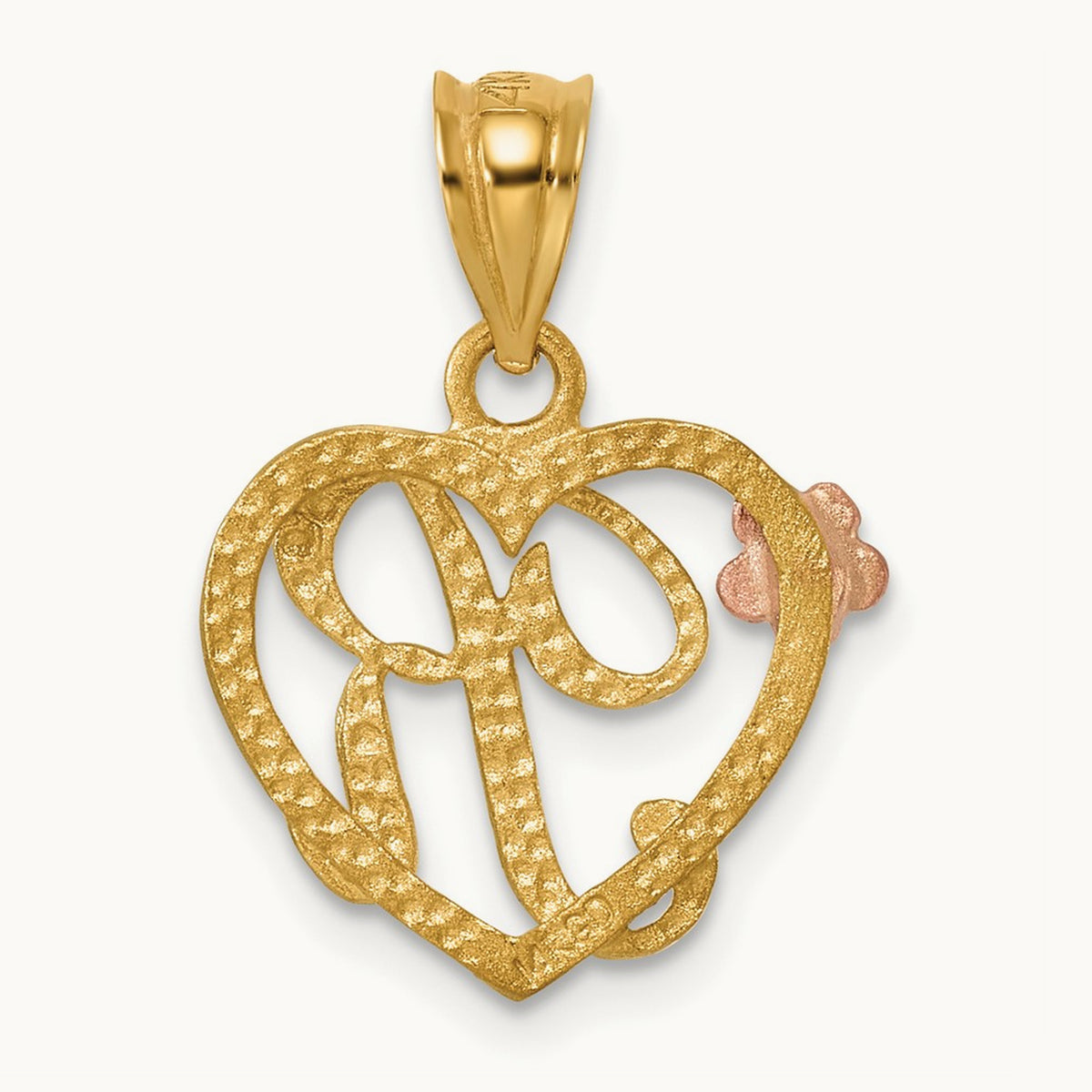 Heart Initial Pendant — 14K Two-Tone Gold, R