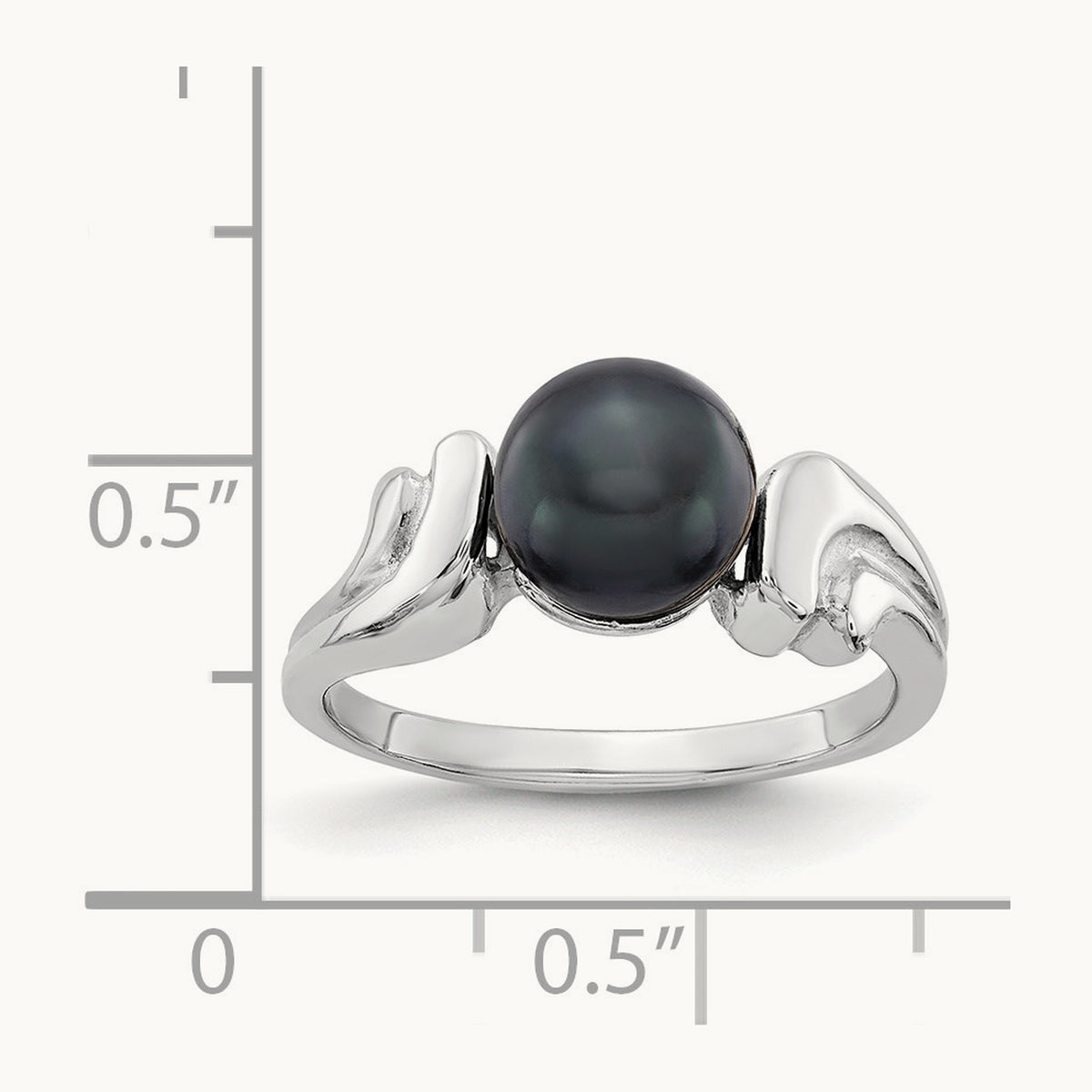 Black FW Cultured Pearl ring, 7mm, 14K White Gold