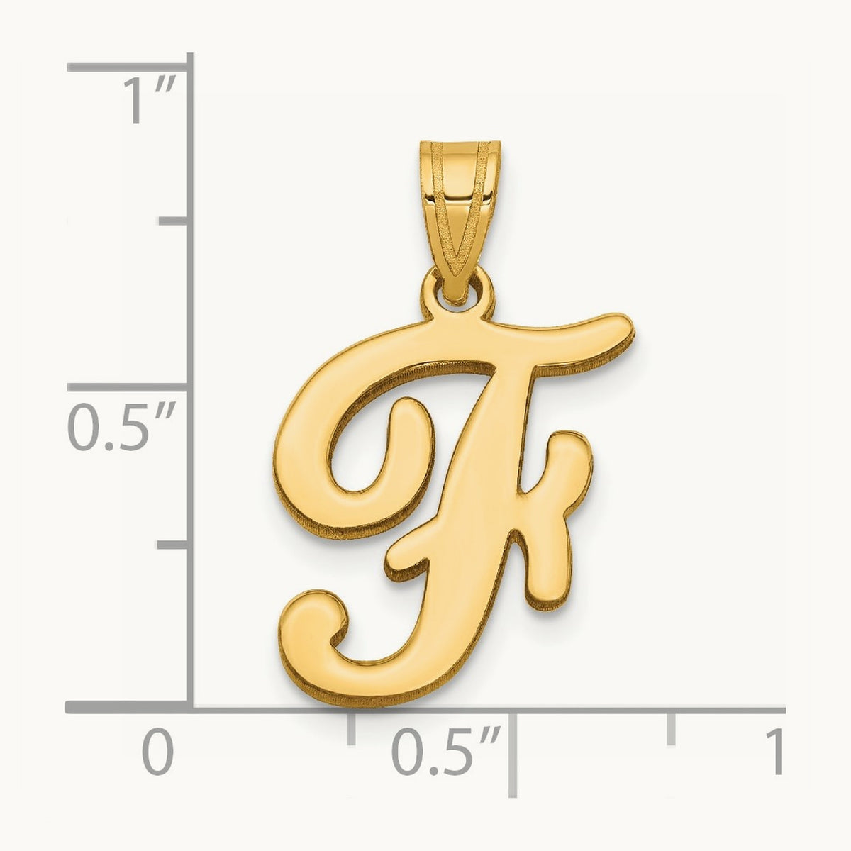Script Letter F Initial Pendant, 14K