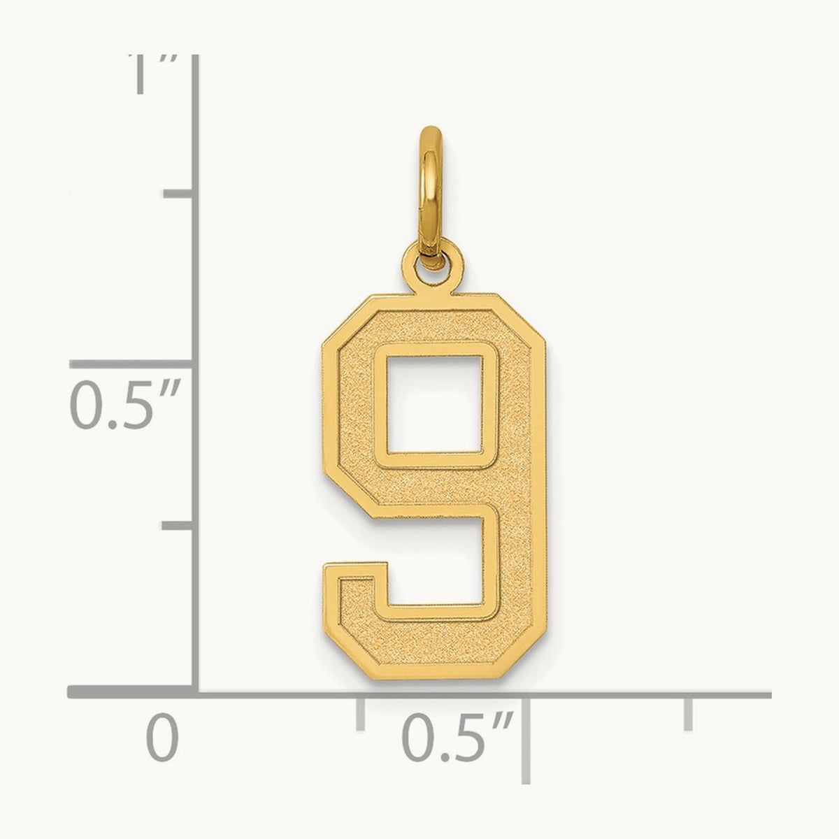 Medium Satin Number 9 Charm — 14K Yellow Gold