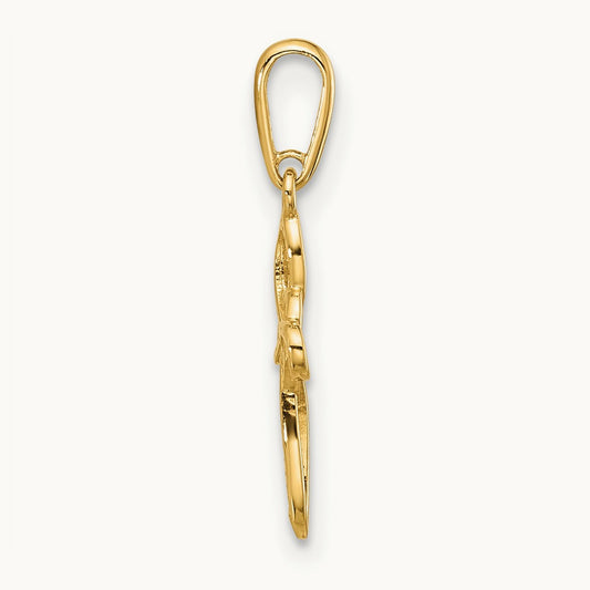 Polished Heart Celtic Cross Pendant, 14K