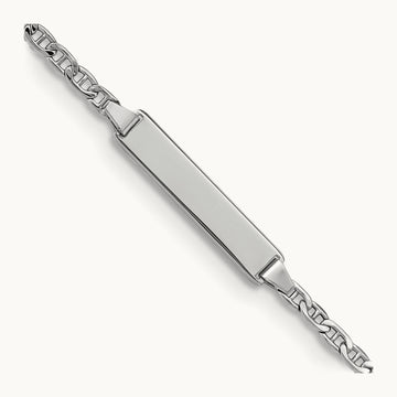 White Gold Semi-Solid Anchor Link ID Bracelet — photo set