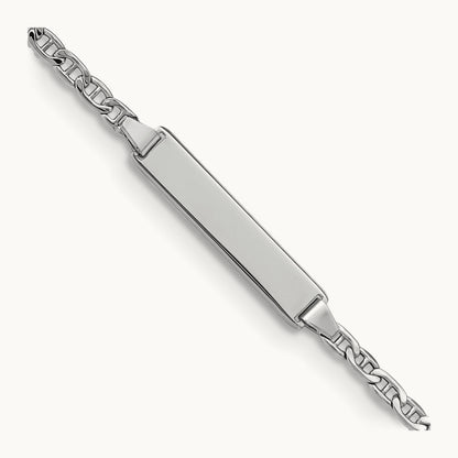 White Gold Semi-Solid Anchor Link ID Bracelet — photo set