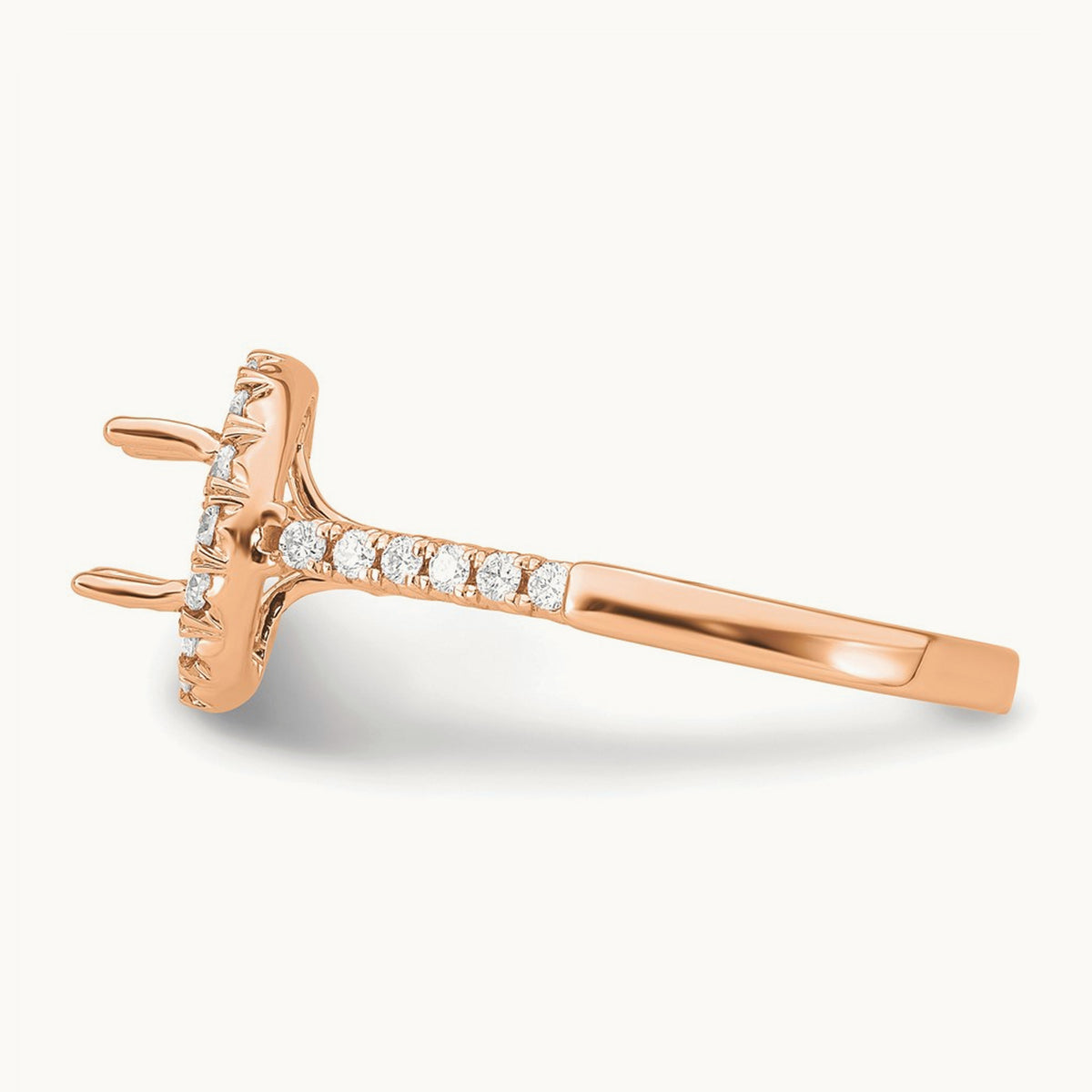 Semi-Mount Engagement Ring, 0.25-0.50 ct tw Lab-Grown Diamond — 1/2 ct (holds 2 ct center) · VS/SI (Great), 14K Rose Gold, 7