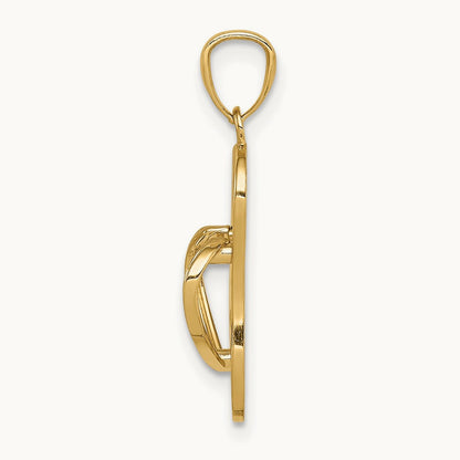 3D Flip Flop Pendant, 14K