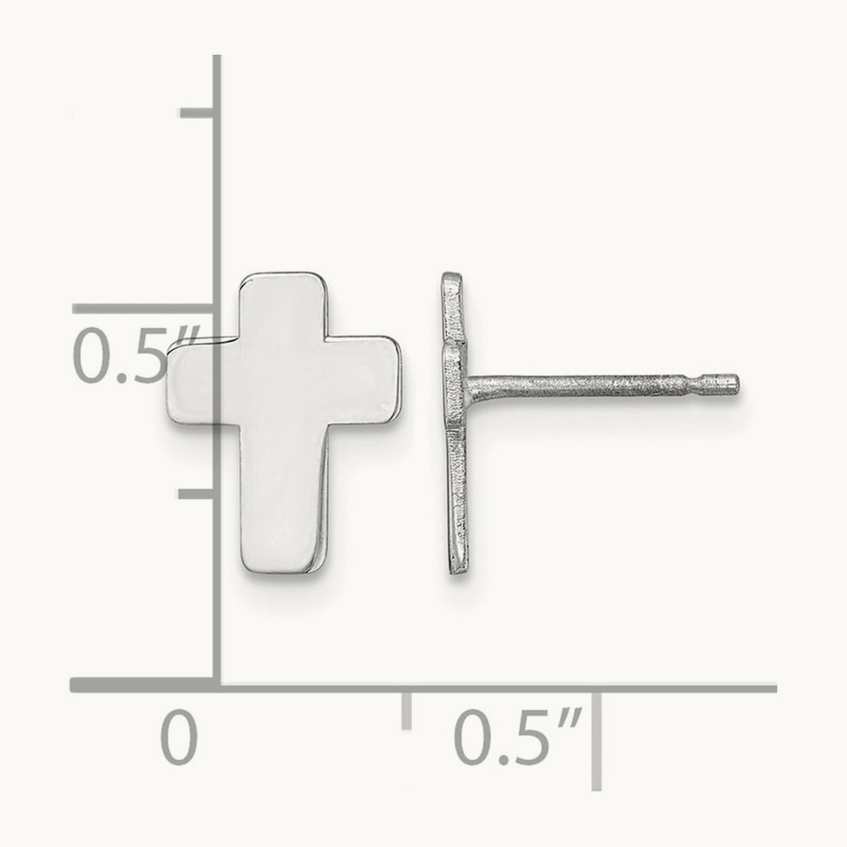 Polished Cross Post Earrings — 14K White Gold