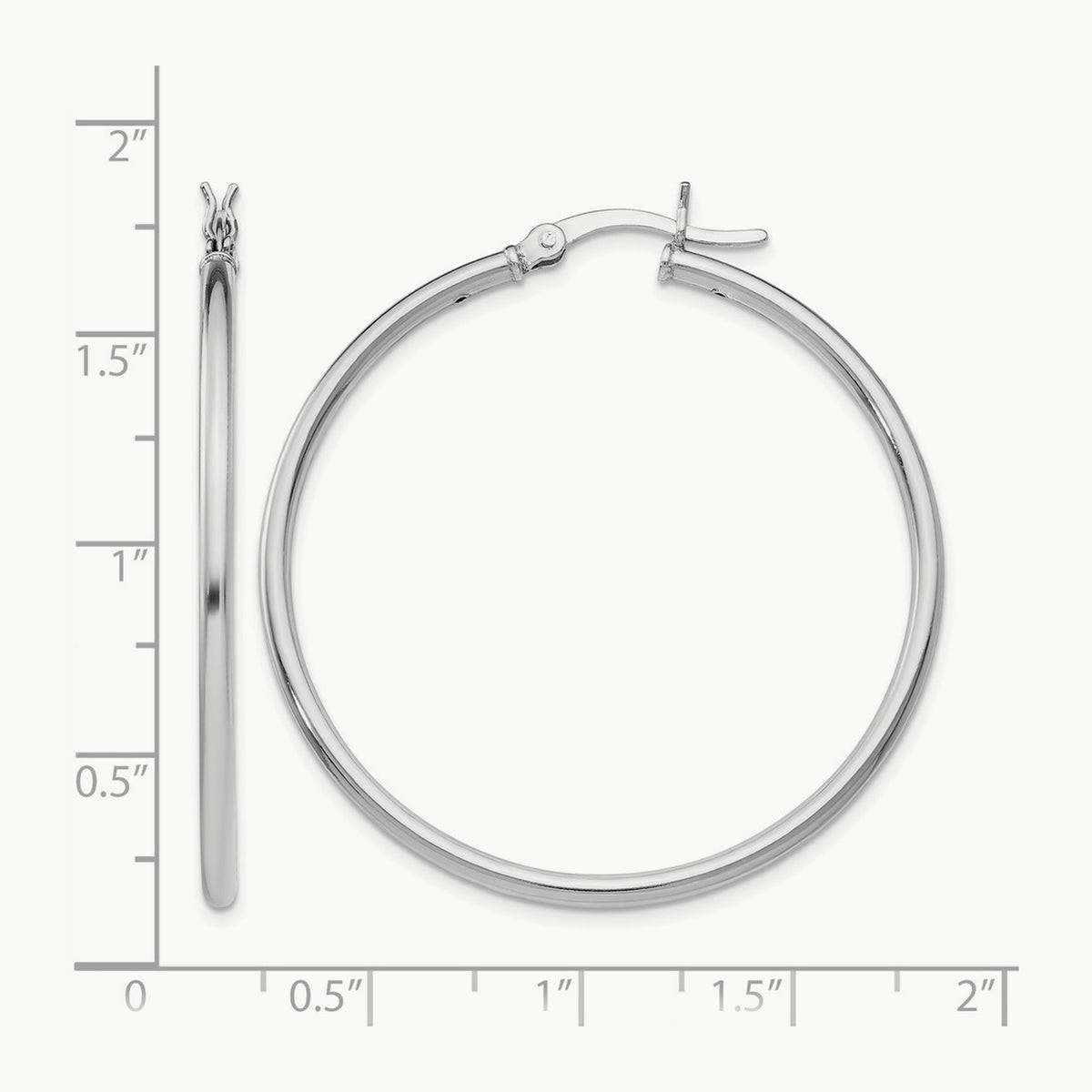 Rhodium-plated Polished Hinged Hoop Earrings, Sterling Silver — Leslie's