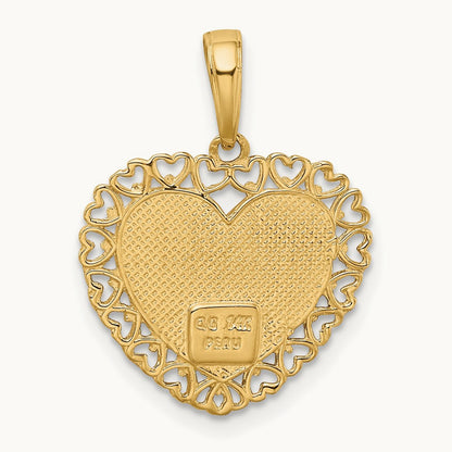 GRANDMA Heart w/Flower Charm, 14K Two-tone